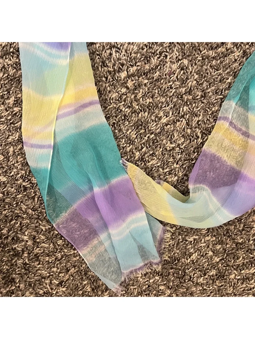 Ralph Lauren Silk Pastel Striped Multicolored Neck Scarf Elegant Fairy